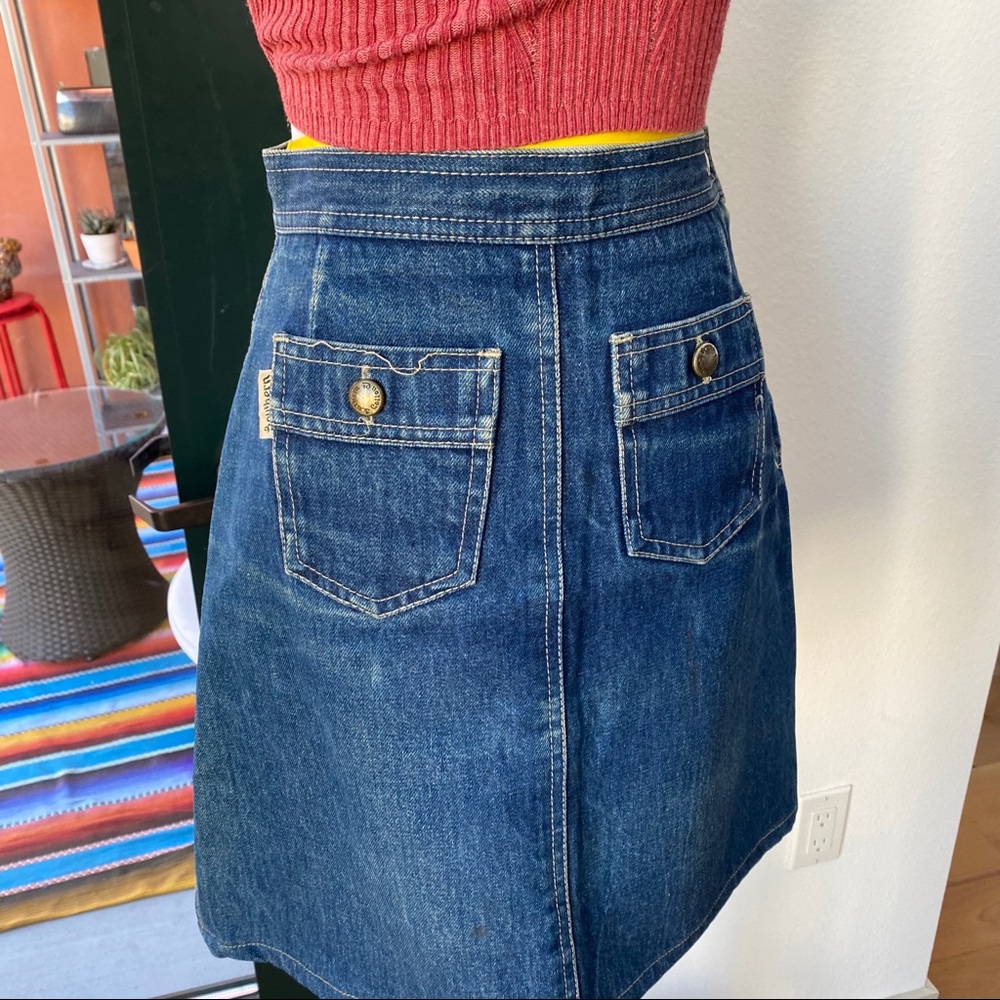 Vintage 70s Denim A Line Jean Skirt XS